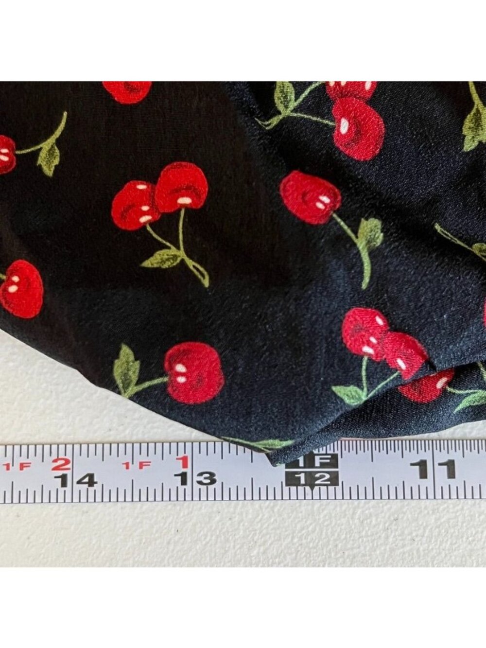 Cherry Print Mini Romper Dress Puff Milkmaid Sleeves Cutout Tie Back Size M Y2K - Picture 9 of 12